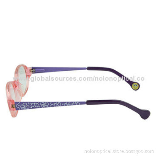 Crystal pink acetate front with metal temple eyeglass frames for unisex, customized logo and size